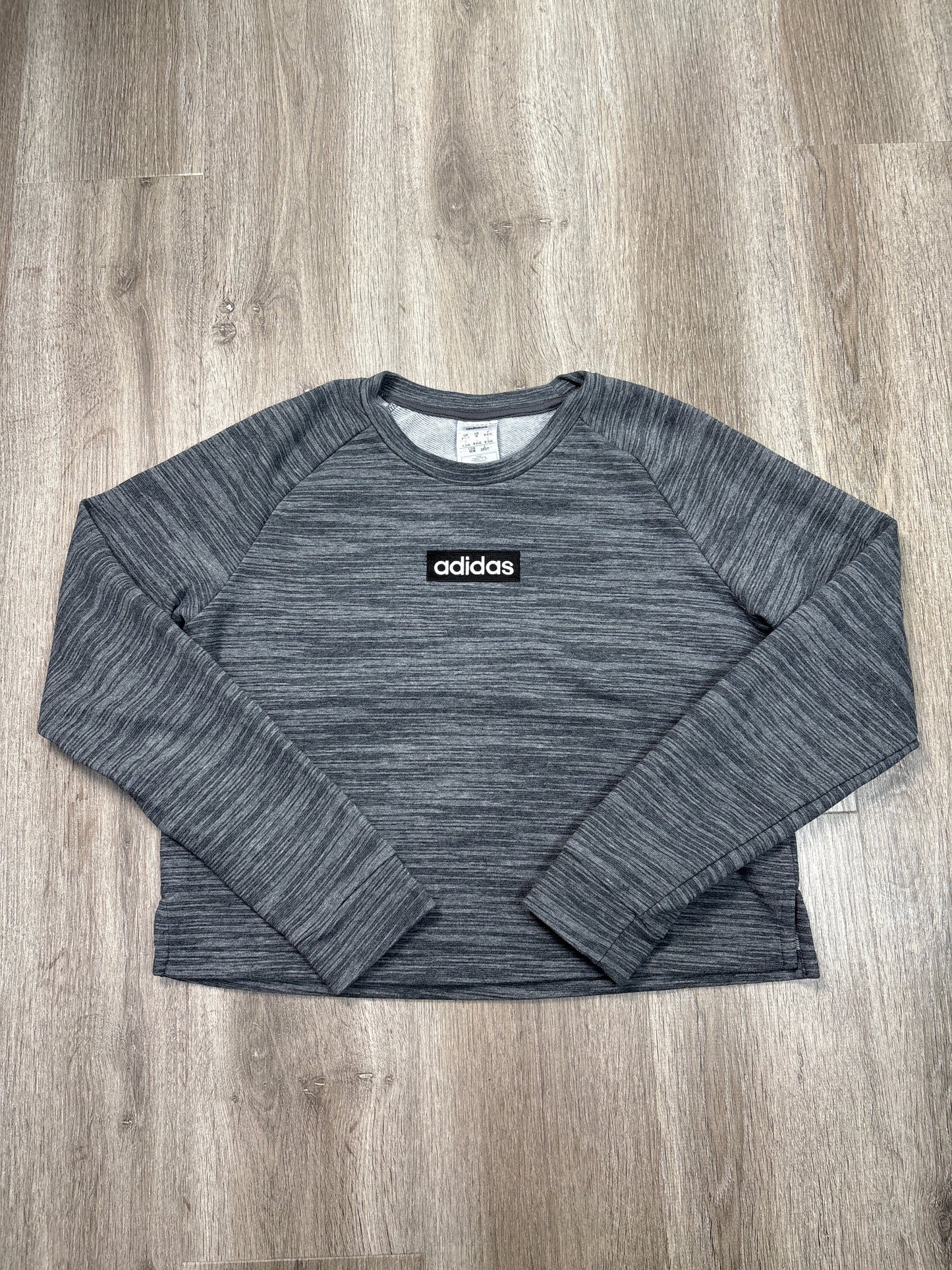 Athletic Top Long Sleeve Crewneck By Adidas In Grey, Size: M