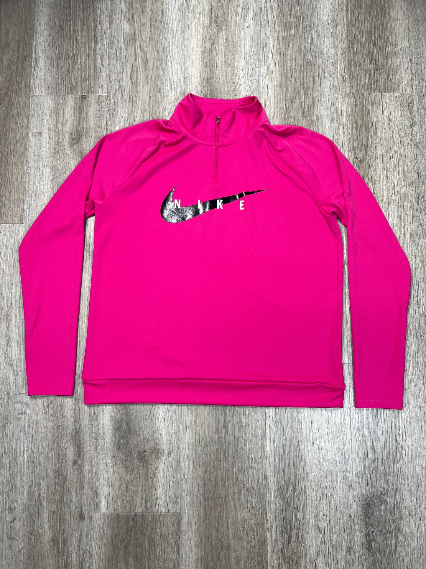 Athletic Top Long Sleeve Collar By Nike Apparel In Pink, Size: L