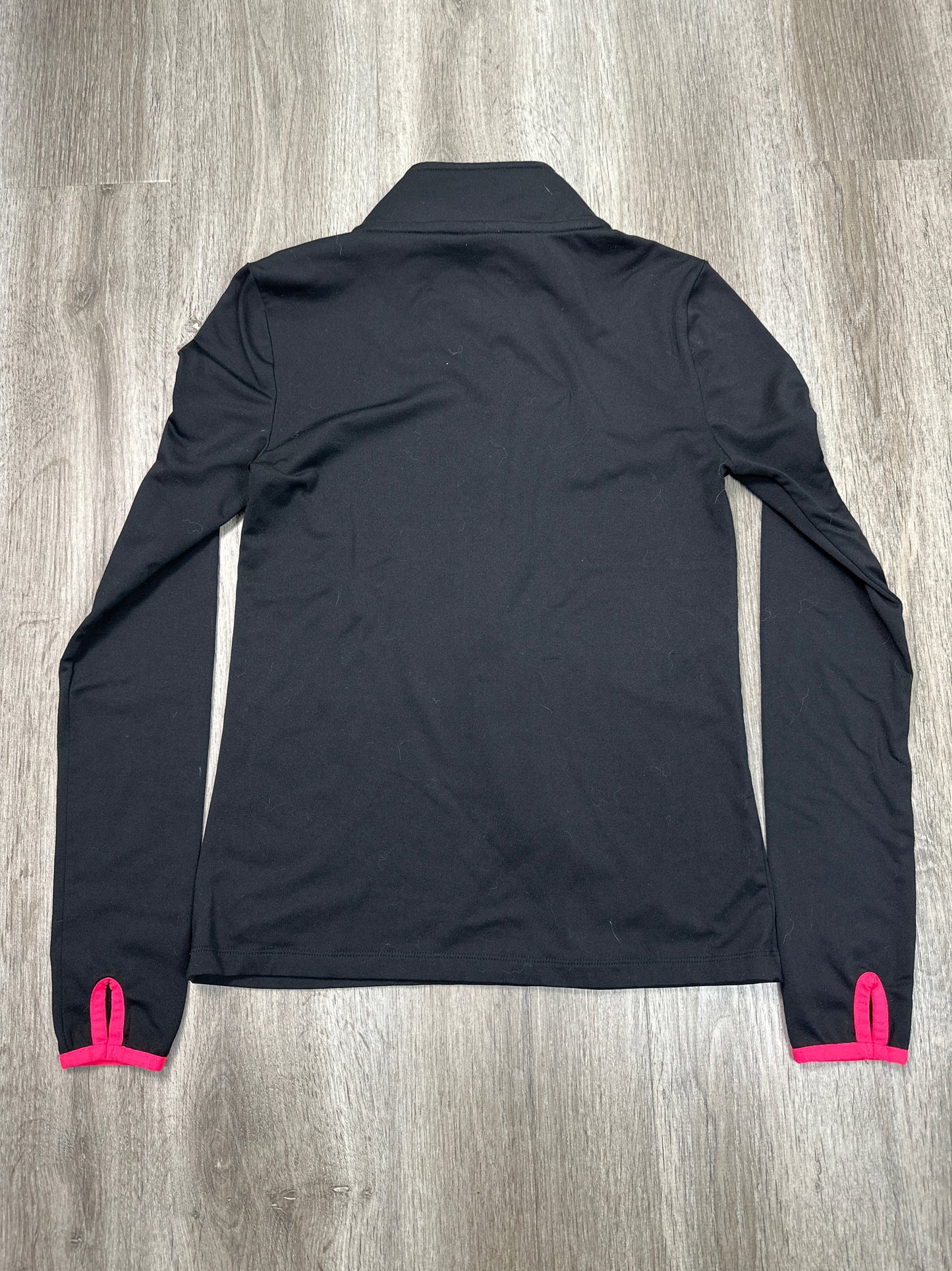 Athletic Top Long Sleeve Collar By Pink In Black & Pink, Size: S