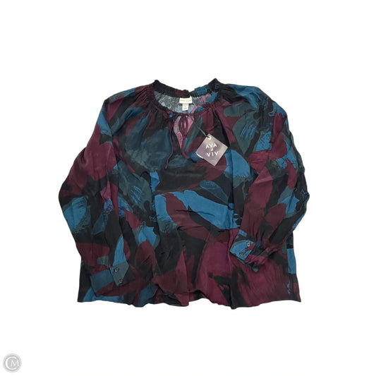Blouse Long Sleeve By Ava & Viv In Blue & Purple, Size: 2x