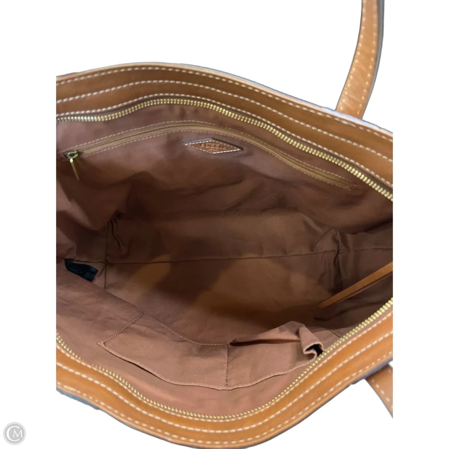 Handbag Leather By Fossil, Size: Large