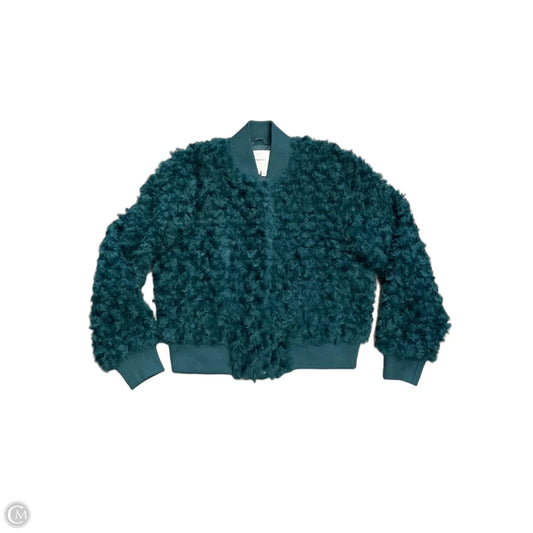 Jacket Faux Fur & Sherpa By Anthropologie In Teal, Size: Xs