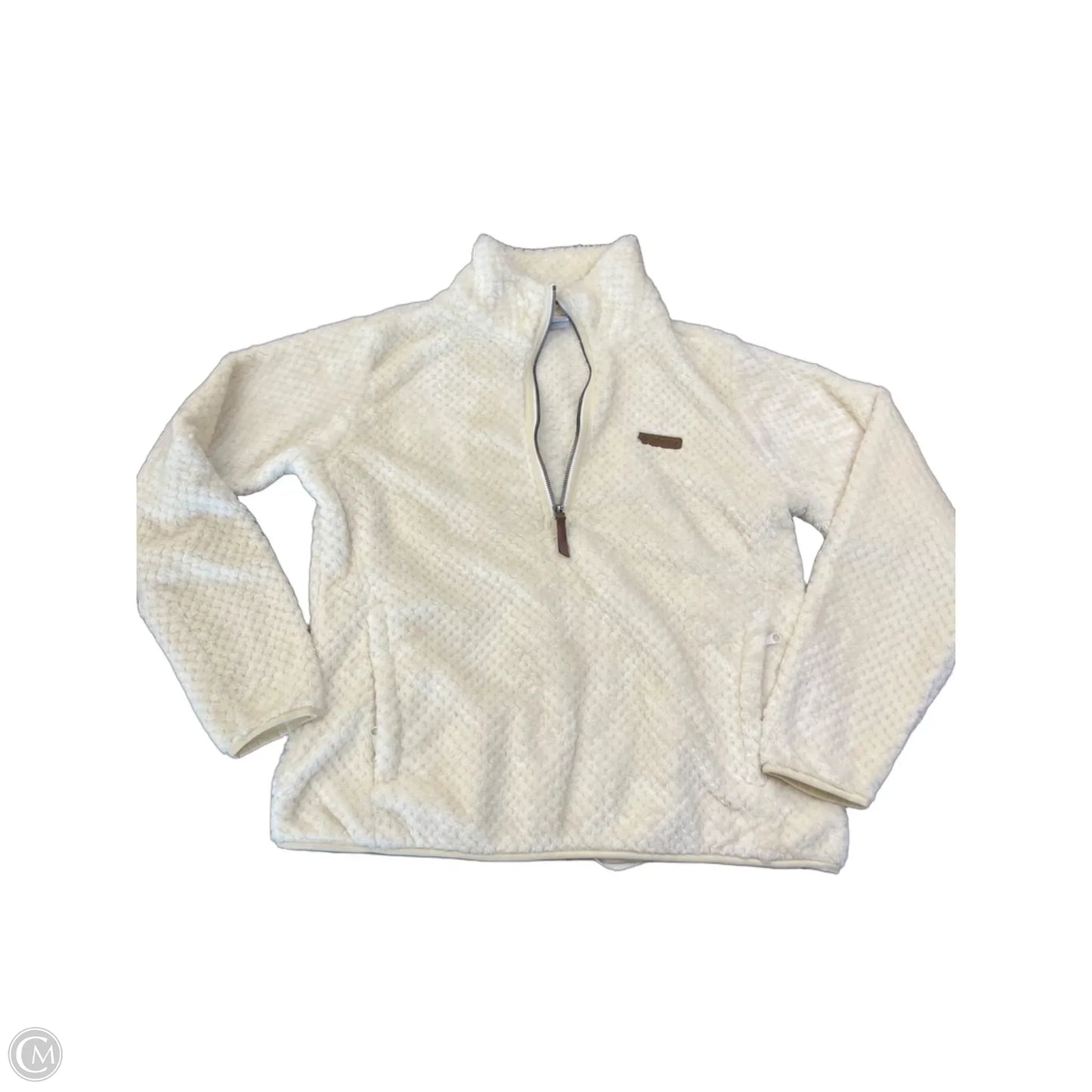 Athletic Top Long Sleeve Collar By Columbia In Cream, Size: L