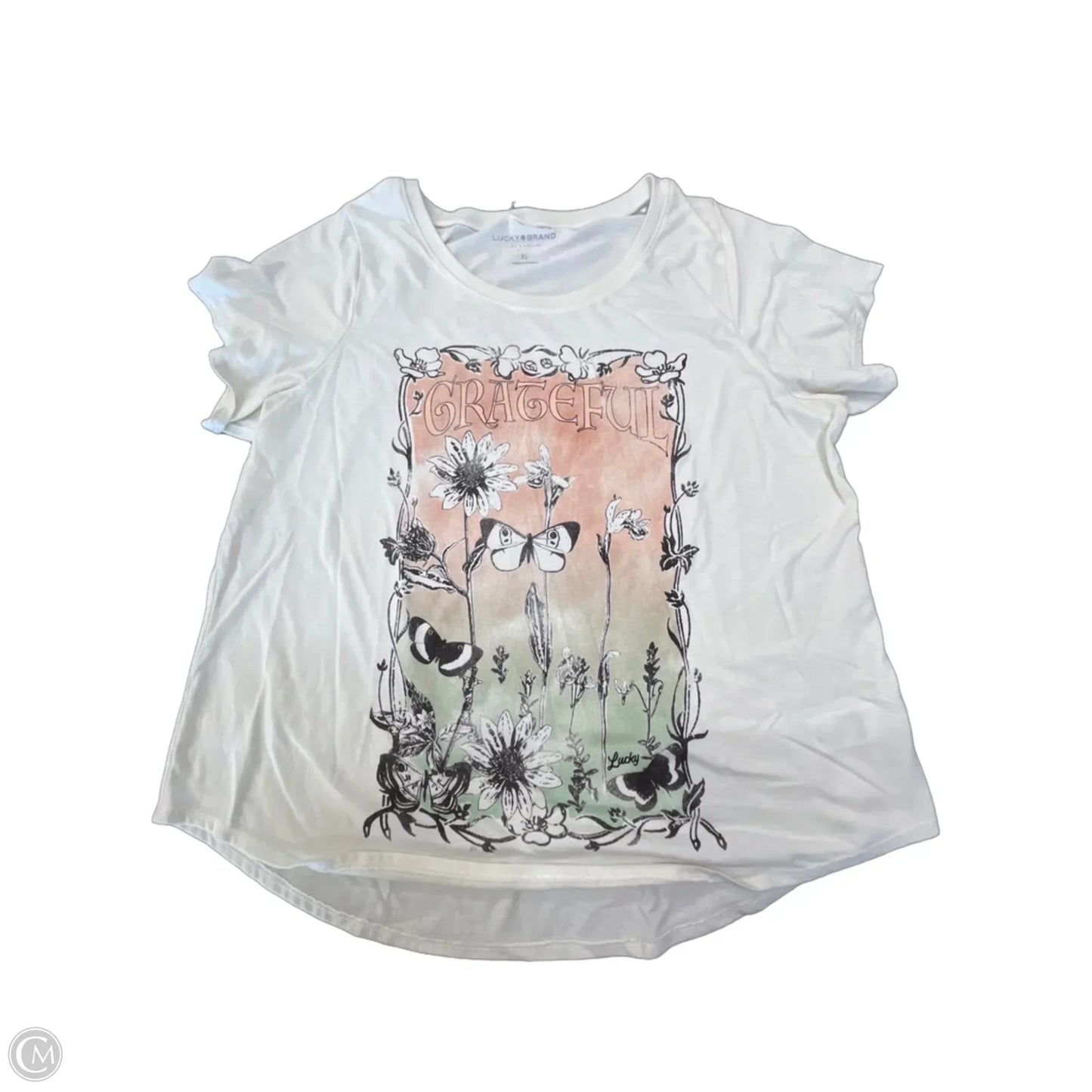 Top Short Sleeve By Lucky Brand In White, Size: Xl