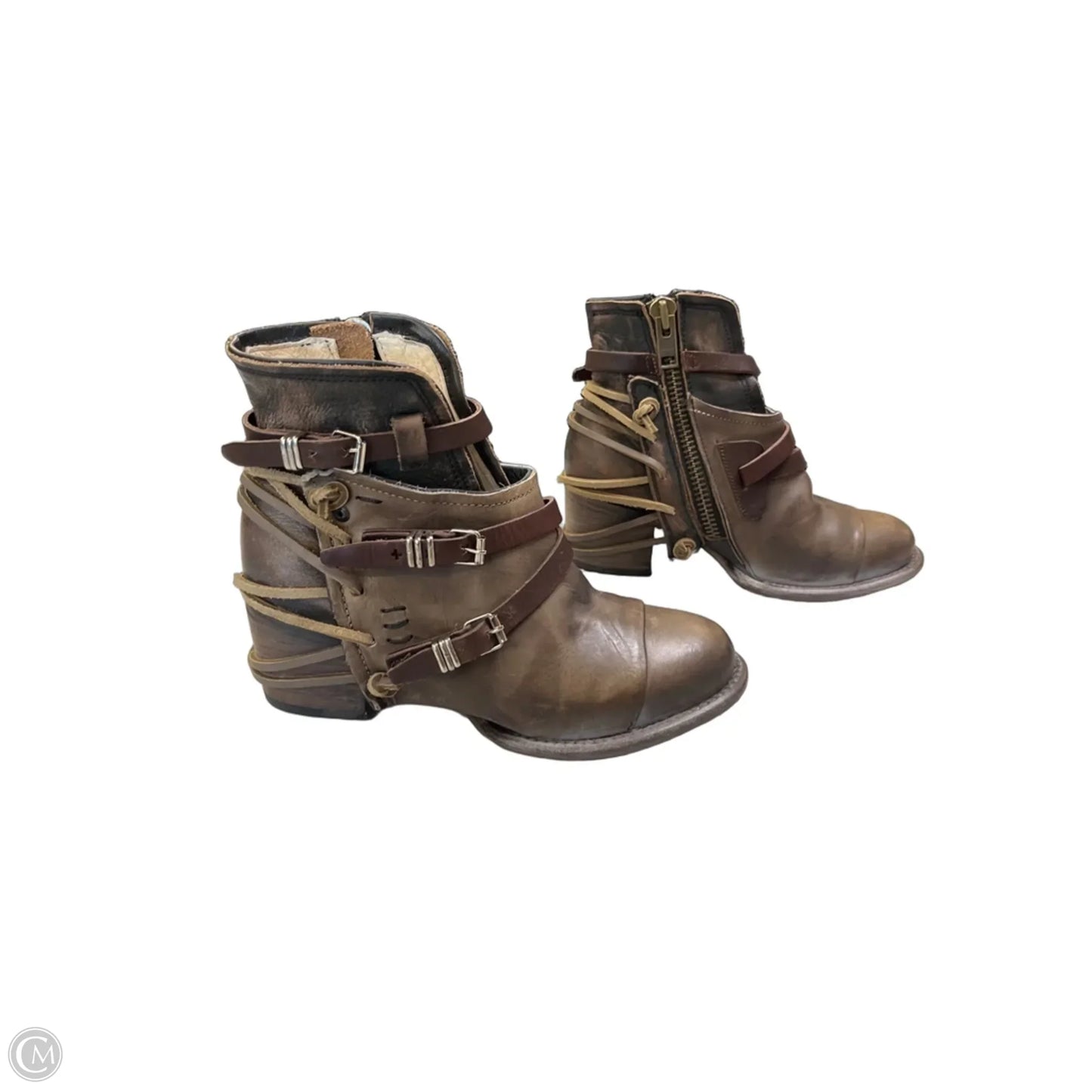 Boots Ankle Heels By Freebird In Brown, Size: 7
