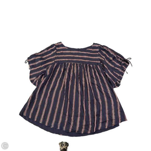 Top Short Sleeve By Anthropologie In Navy, Size: M