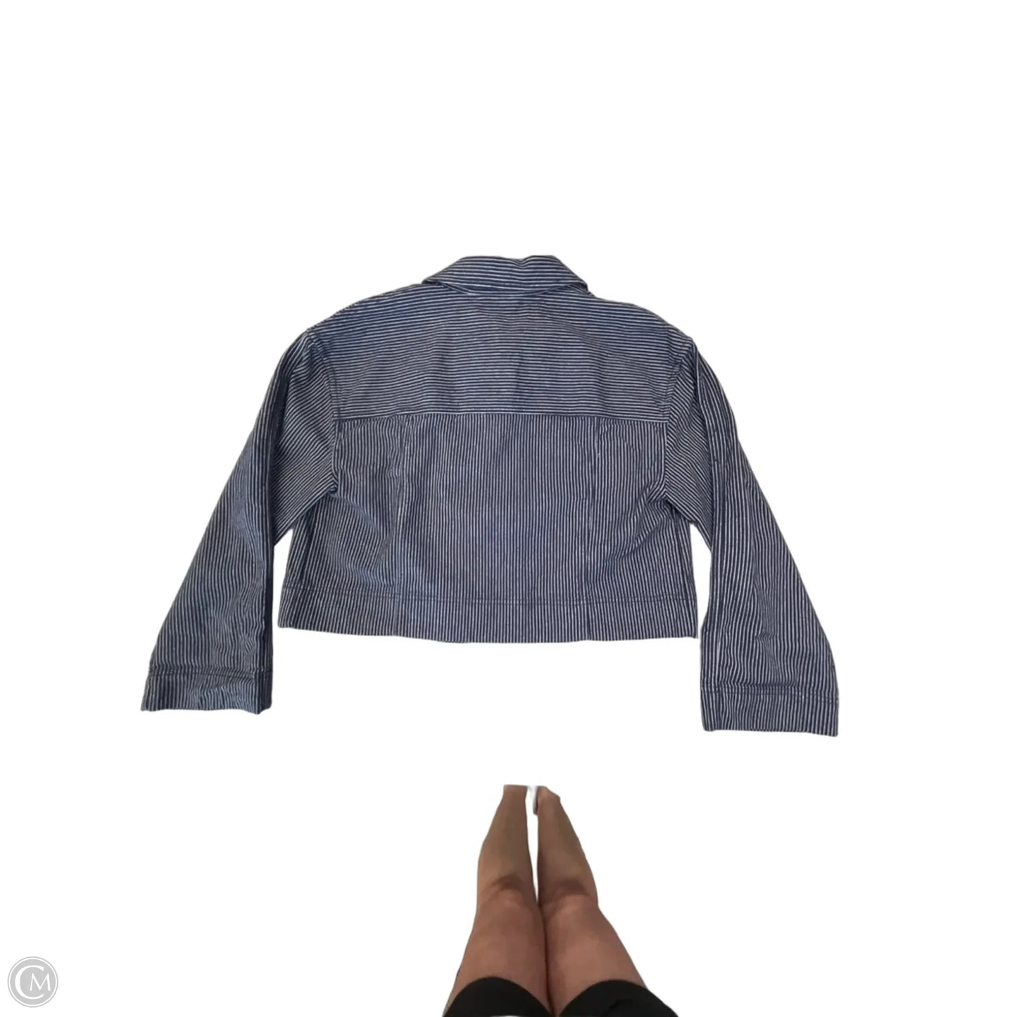 Jacket Denim By Loft In Striped Pattern, Size: M
