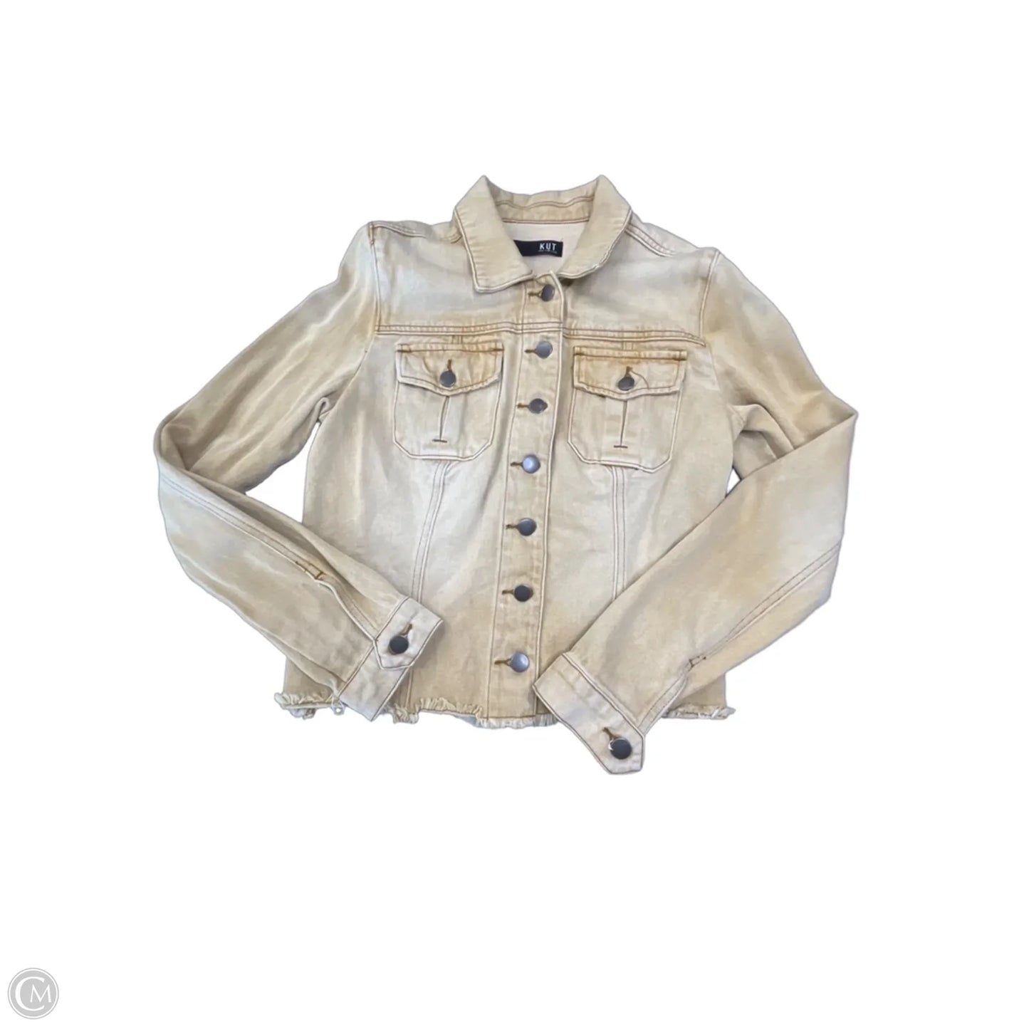 Jacket Denim By Kut In Yellow Denim, Size: L