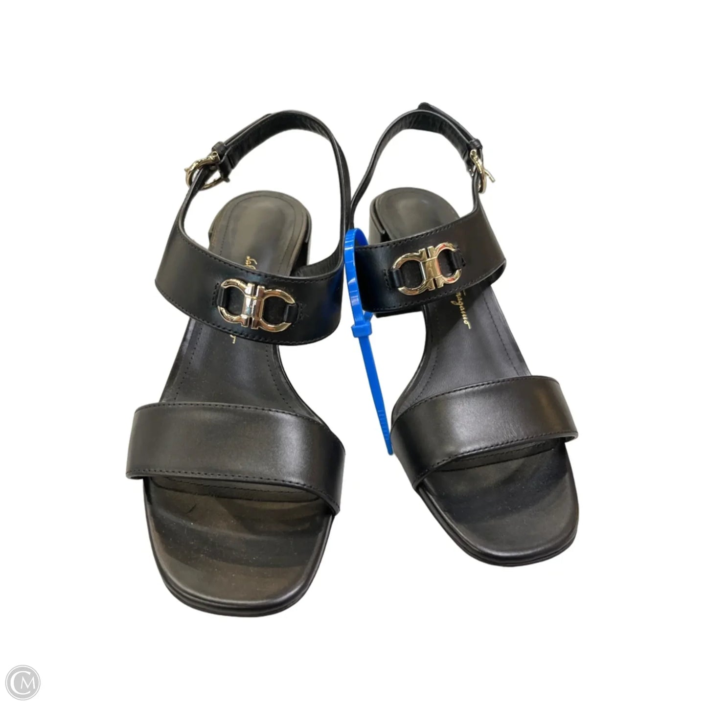Sandals Luxury Designer By Ferragamo In Black, Size: 7