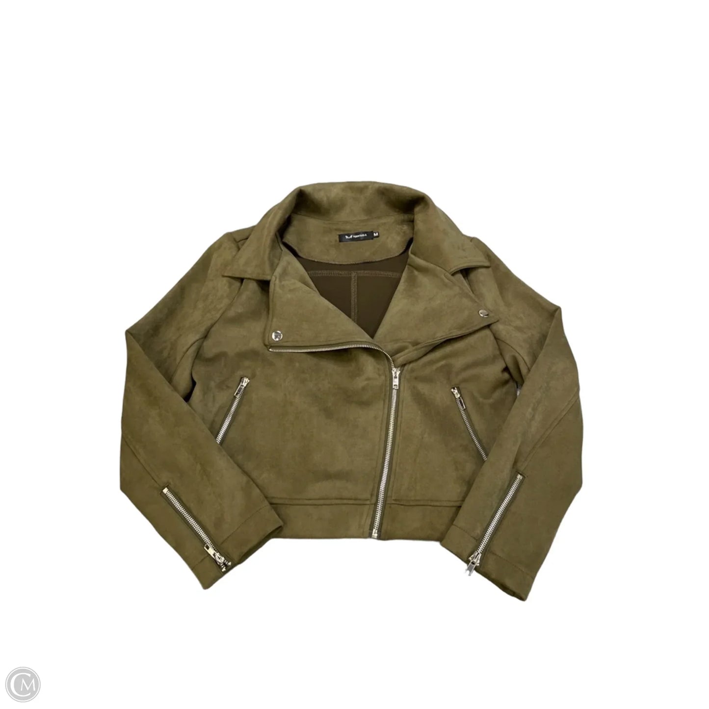 Jacket Moto By Clothes Mentor In Green, Size: M