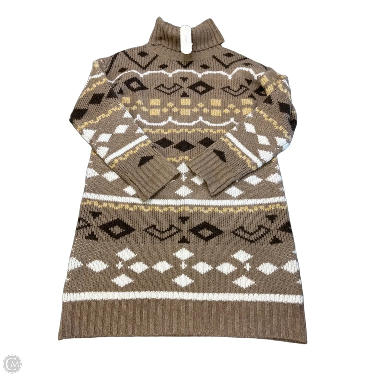 Dress Sweater By Flat White In Brown, Size: M