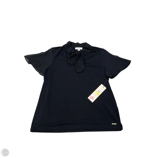 Blouse Short Sleeve By Calvin Klein In Black, Size: Mp
