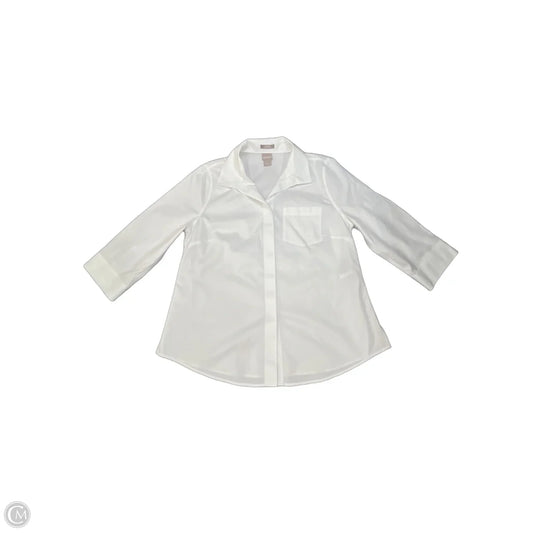 Top 3/4 Sleeve By Chicos In White, Size: M