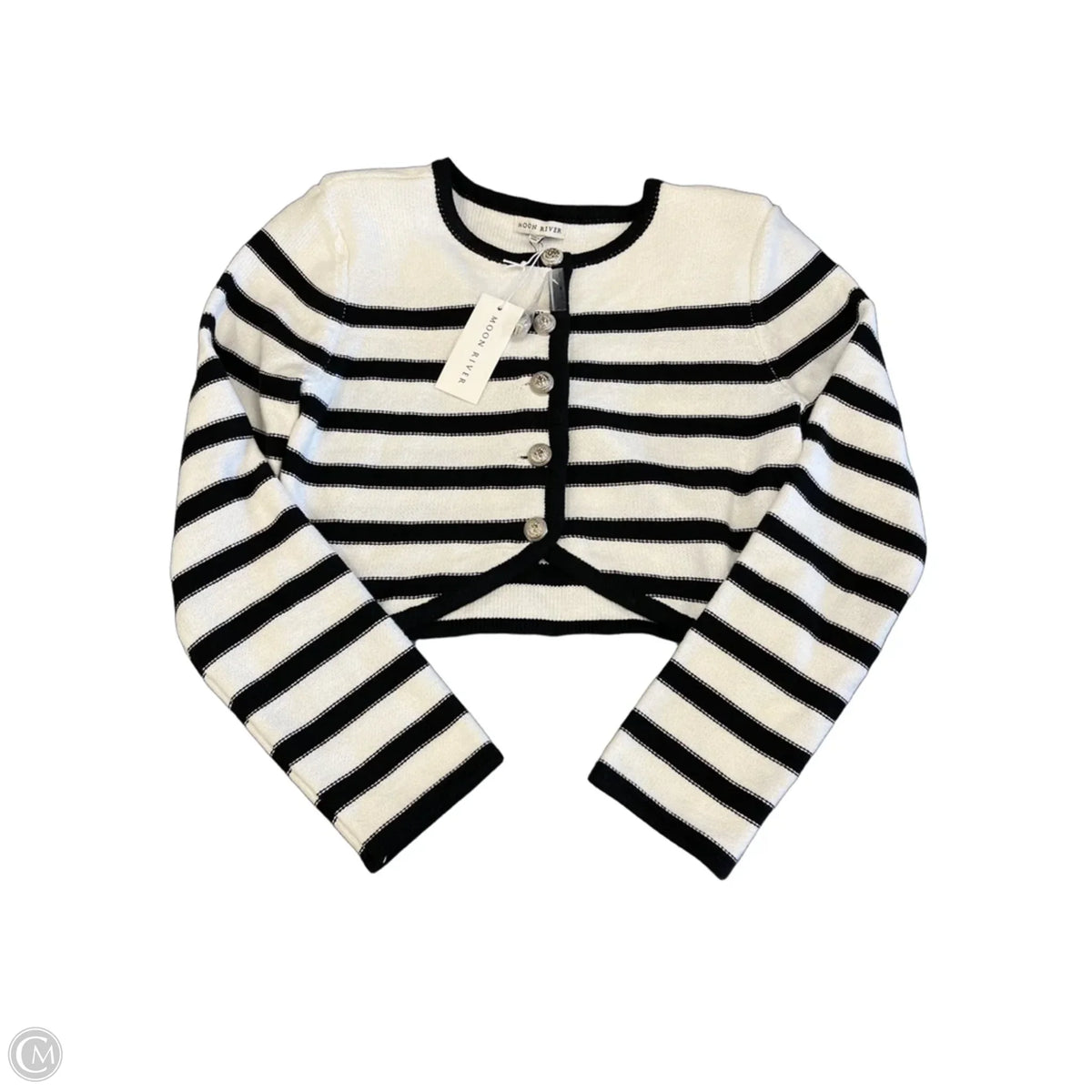 Cardigan By Moon River In Striped Pattern, Size: S