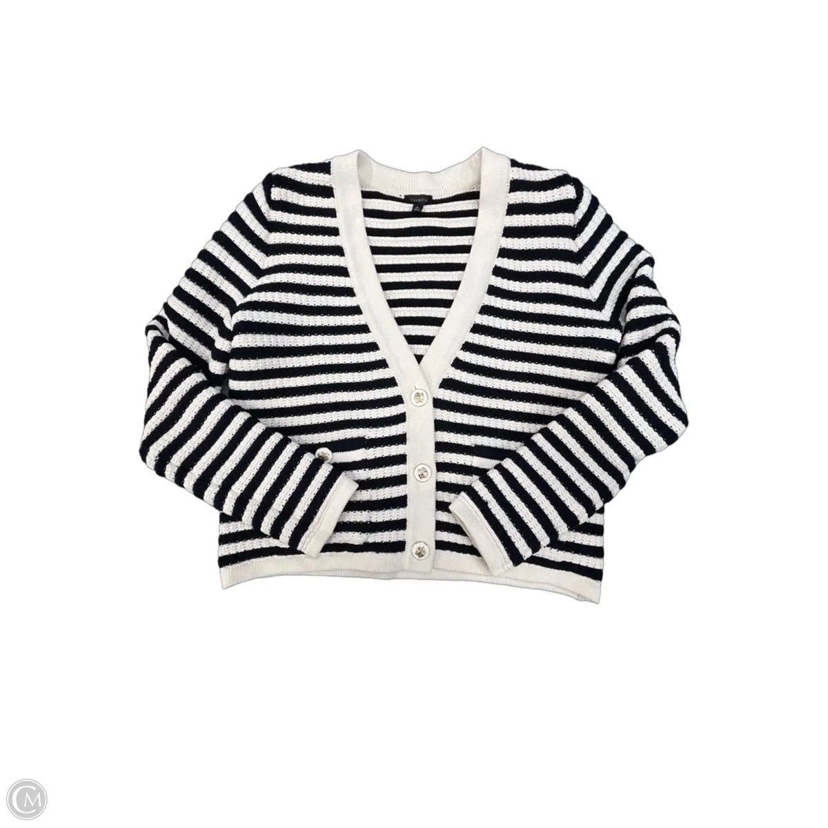 Cardigan By Talbots In Striped Pattern, Size: M