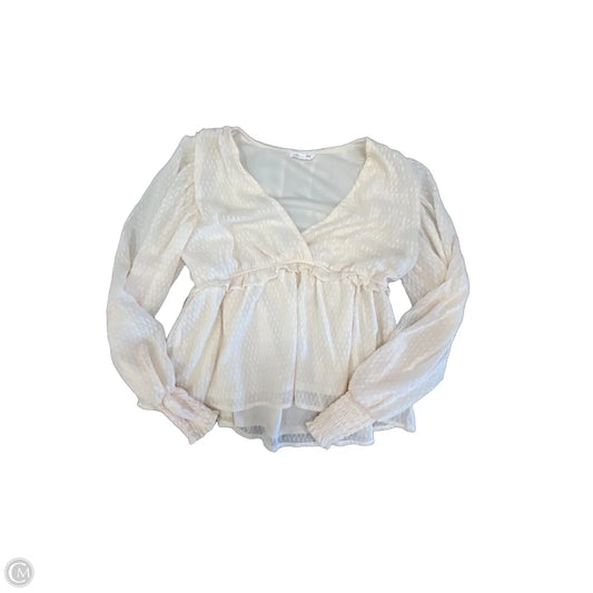 Blouse Long Sleeve By Blu Pepper In Cream, Size: S