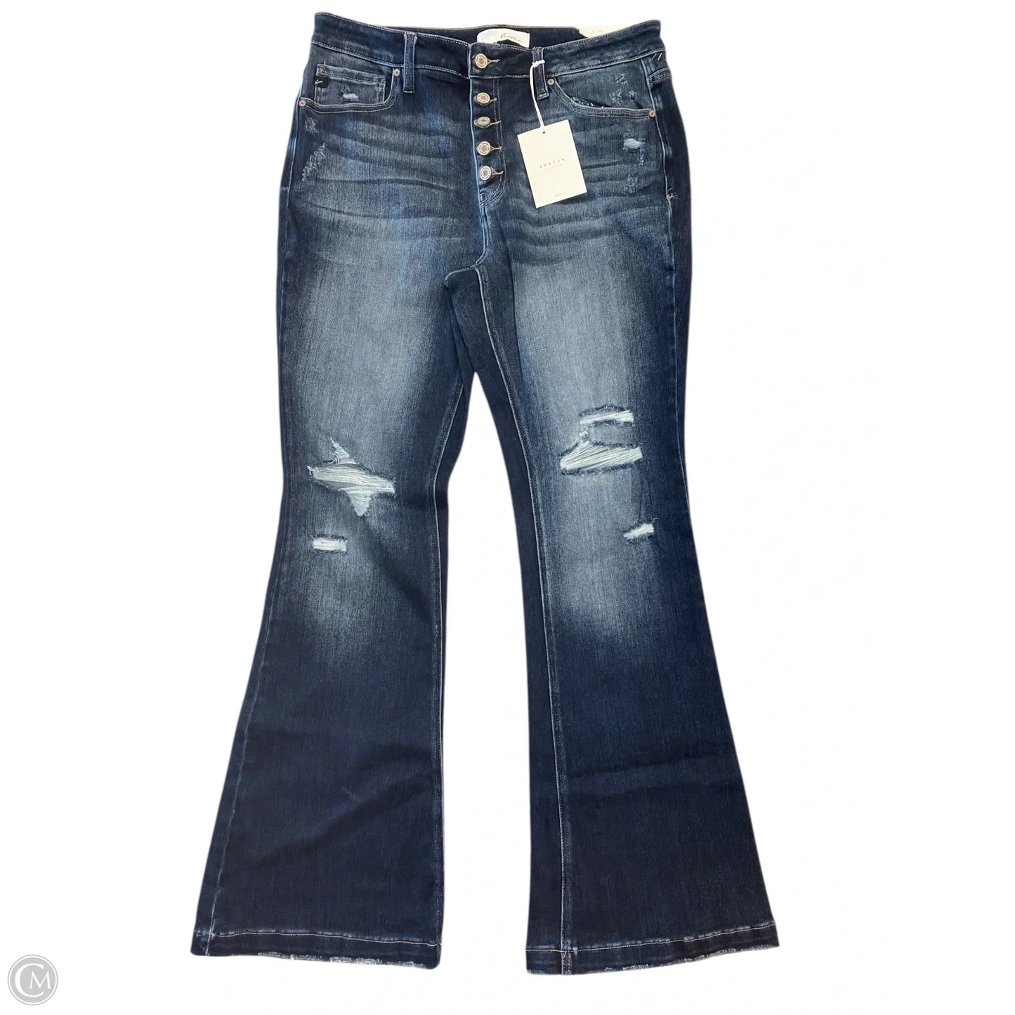 Jeans Flared By Kancan In Blue Denim, Size: Xl