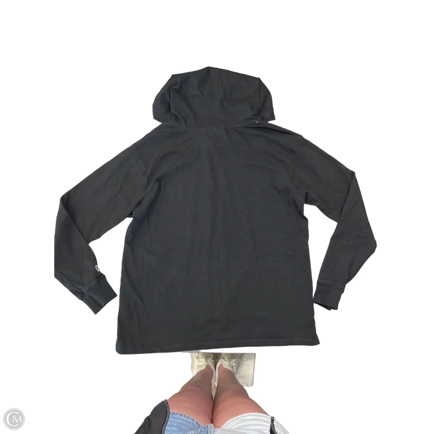 Athletic Top Long Sleeve Hoodie By Champion In Black, Size: S