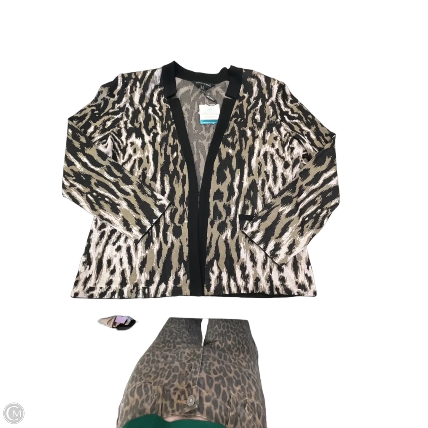 Cardigan By Ming Wang In Animal Print, Size: L
