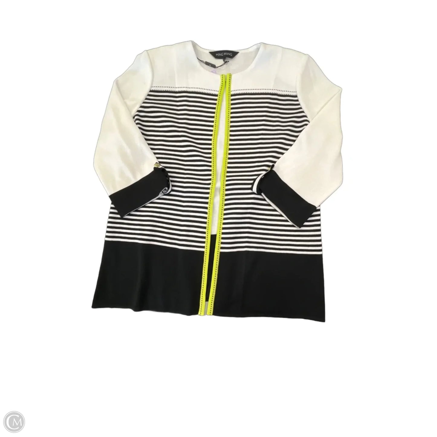 Cardigan By Ming Wang In Black & Cream, Size: L