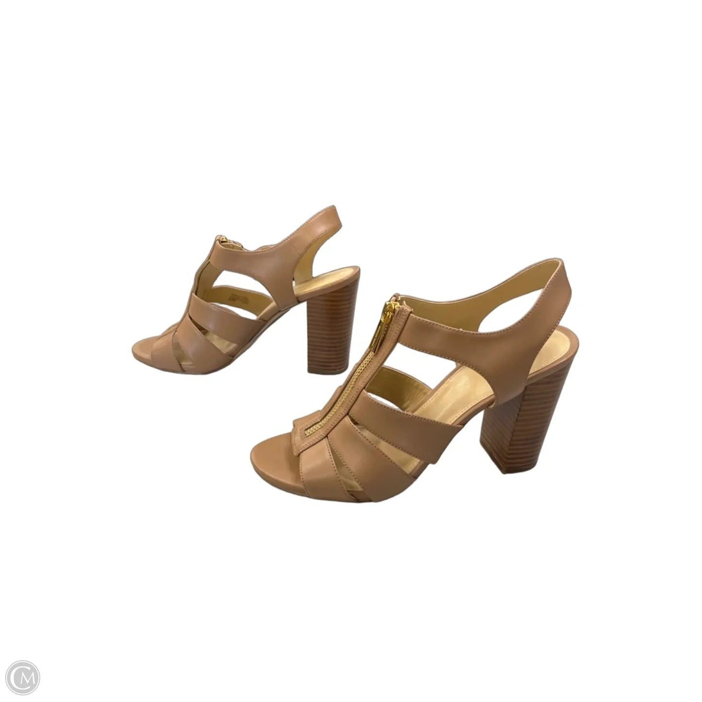 Sandals Heels Block By Michael By Michael Kors In Tan, Size: 8