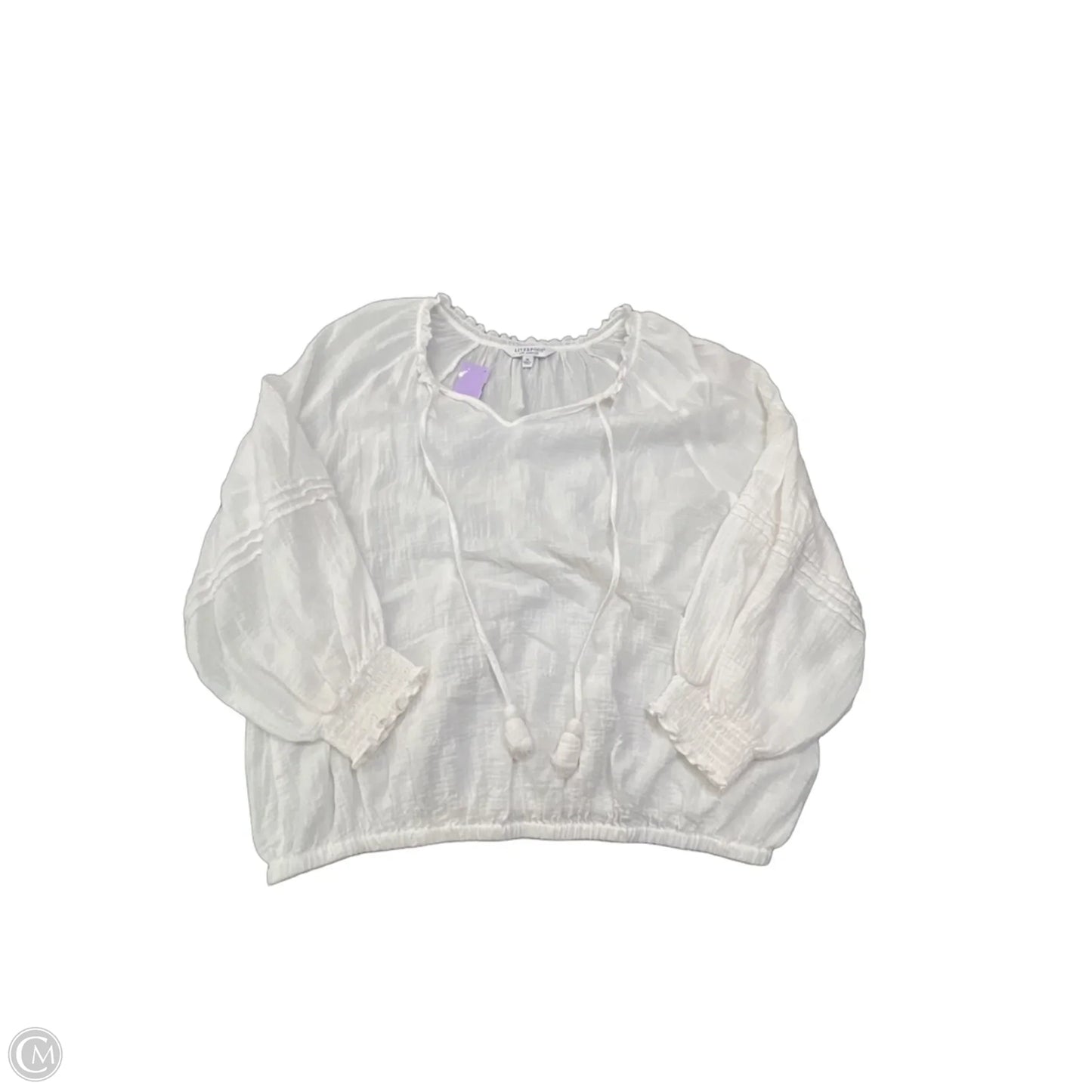 Blouse 3/4 Sleeve By Liverpool In White, Size: Xl