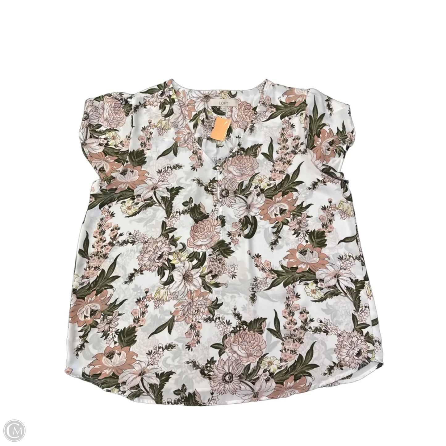 Blouse Short Sleeve By Loft In Floral Print, Size: Xl
