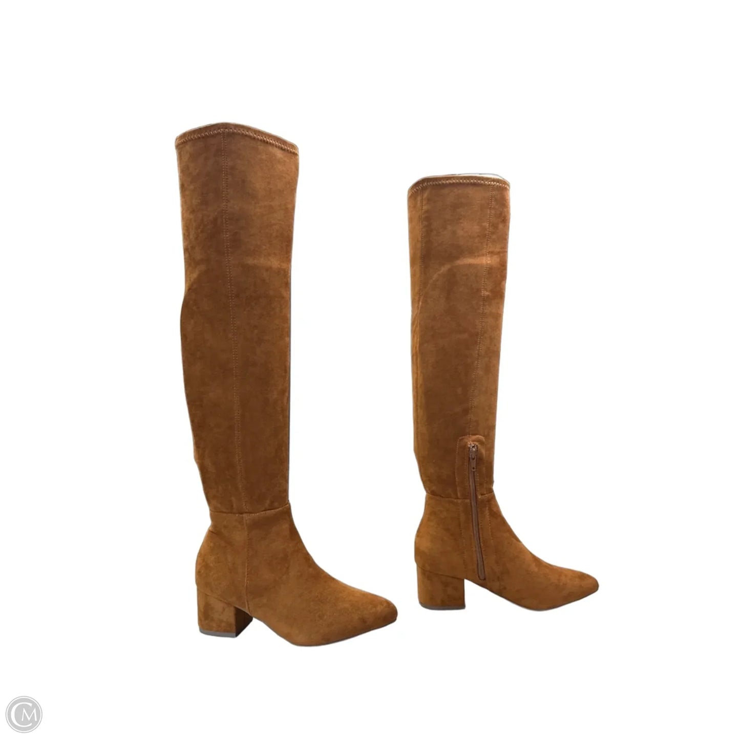 Boots Knee Heels By Clothes Mentor In Brown, Size: 5.5