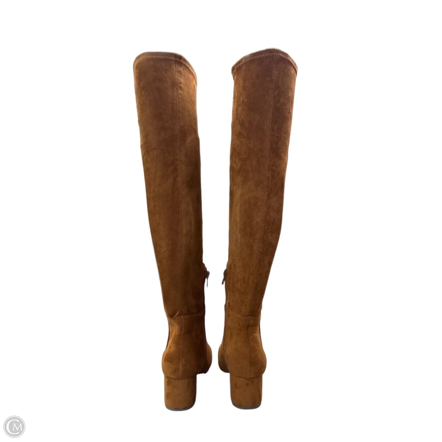 Boots Knee Heels By Clothes Mentor In Brown, Size: 5.5