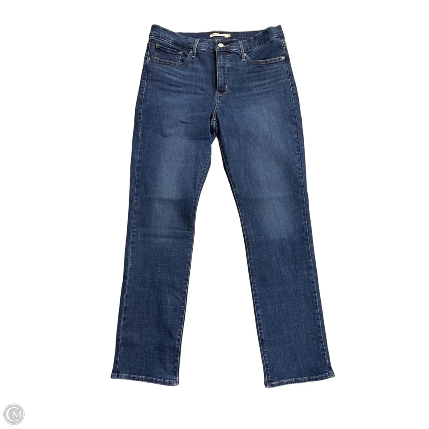 Jeans Straight By Levis In Blue Denim, Size: 14