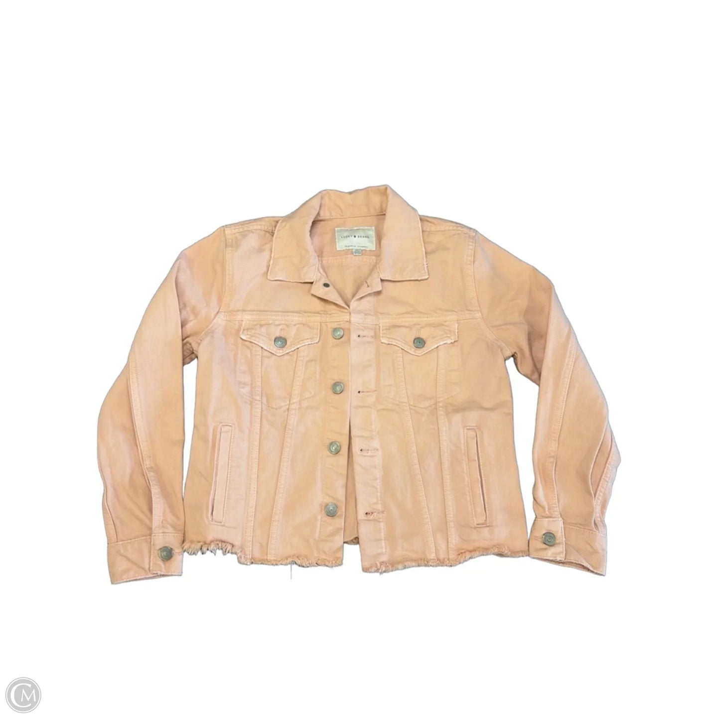 Jacket Denim By Lucky Brand In Peach, Size: S