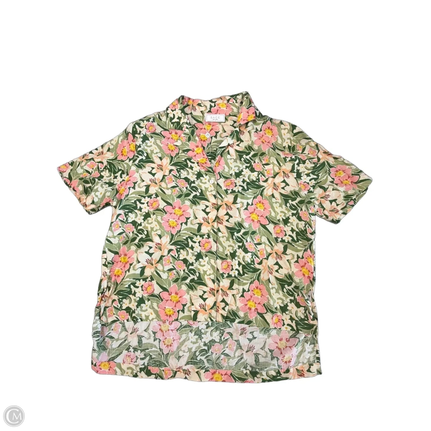 Top Short Sleeve By Sage In Floral Print, Size: M