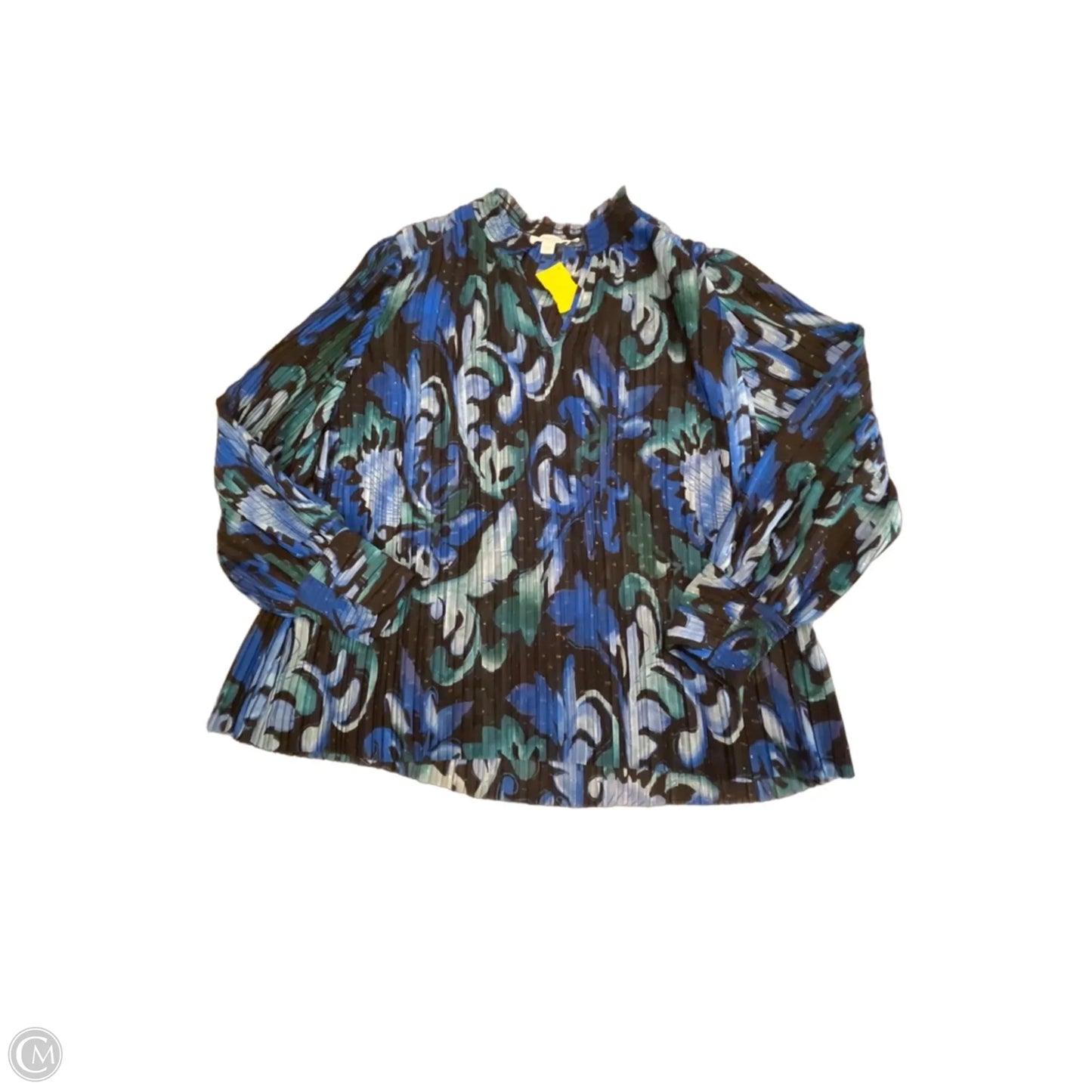 Blouse Long Sleeve By Chicos In Black & Blue, Size: S
