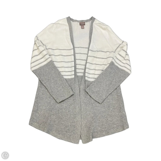 Cardigan By Chicos In Grey & White, Size: M