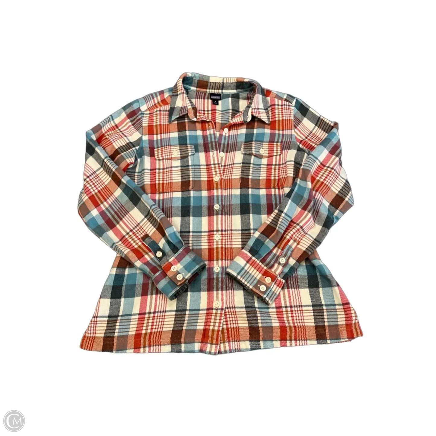 Top Long Sleeve By Patagonia In Plaid Pattern, Size: S