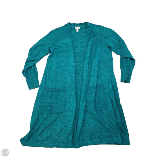 Sweater Cardigan By D&co. In Teal, Size: 1x