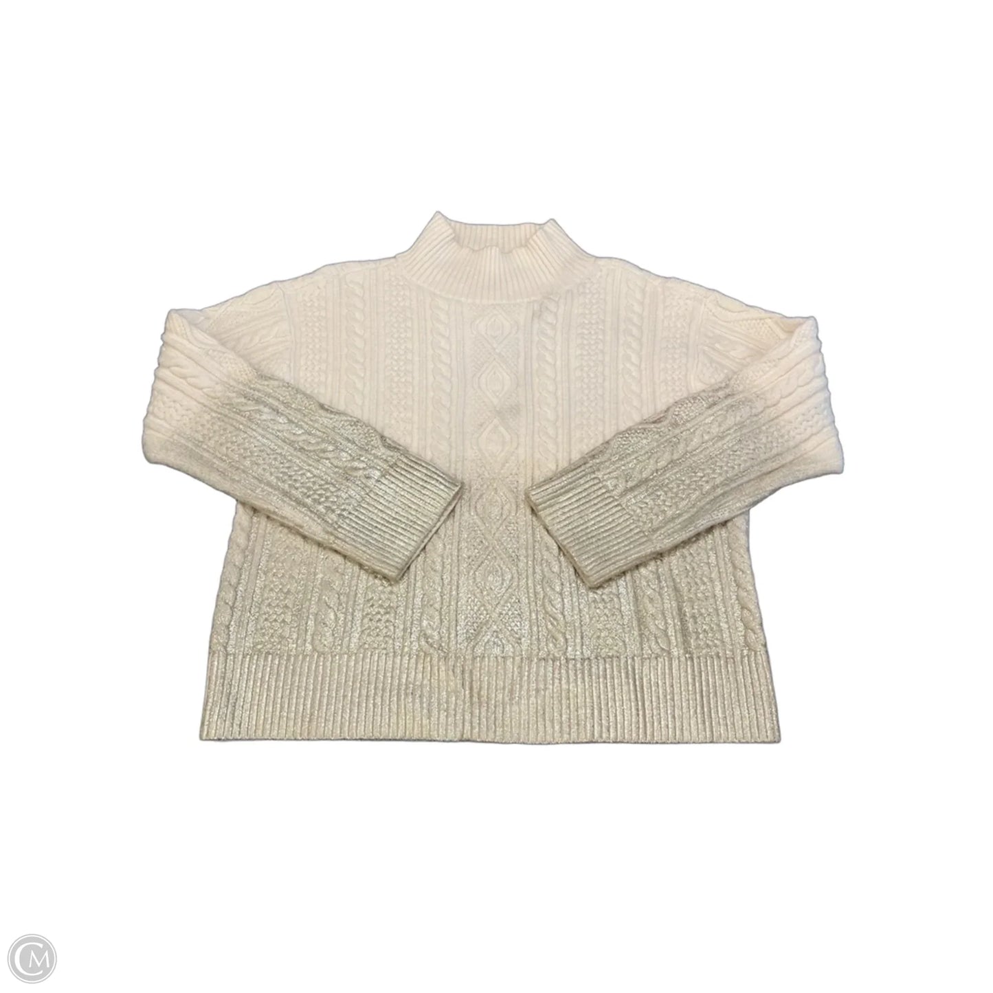 Sweater By Ann Taylor In Cream & Silver, Size: M