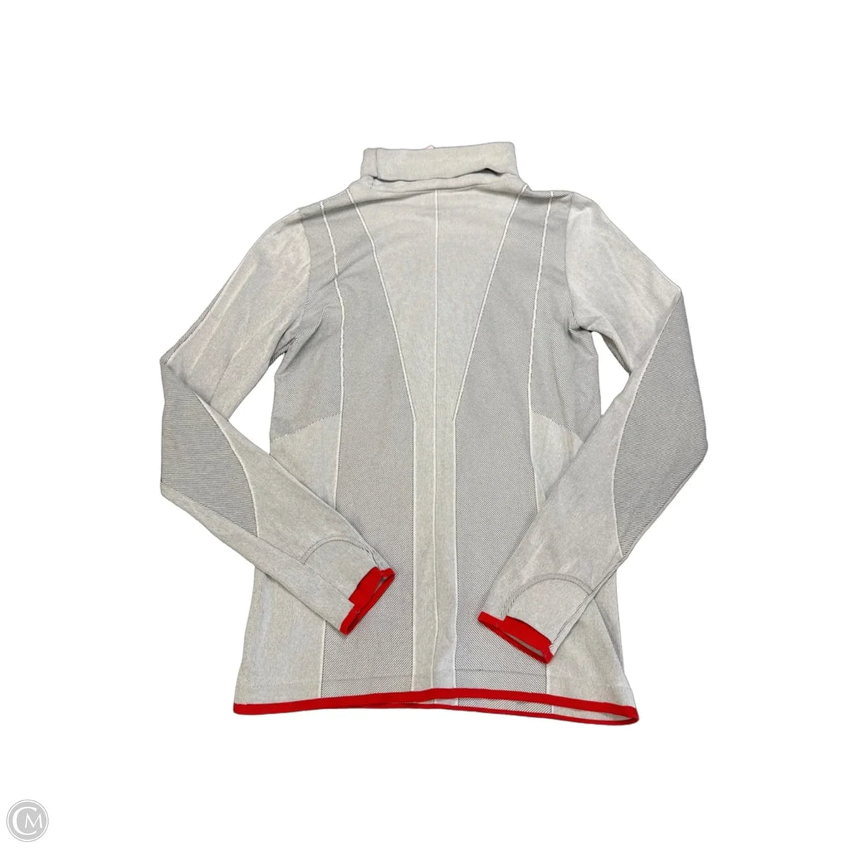 Athletic Top Long Sleeve Collar By Athleta In Grey & Red, Size: M