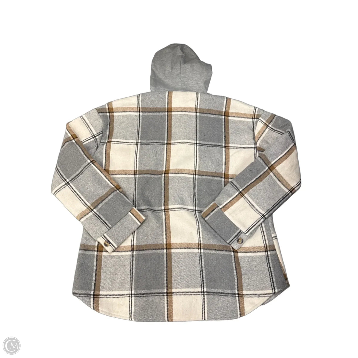 Jacket Shirt By Chicme In Cream & Grey, Size: L