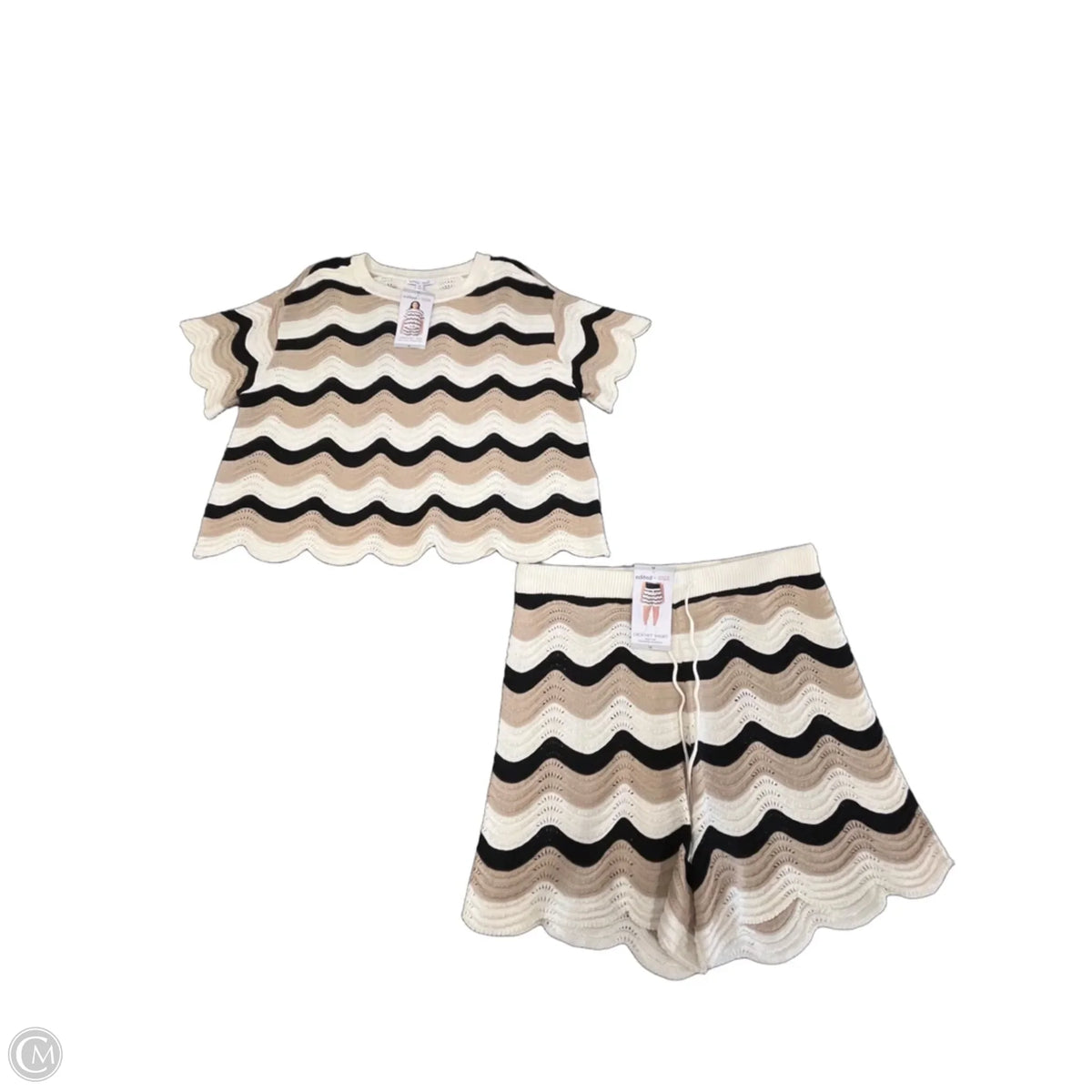 Shorts Set By Edited In Striped Pattern, Size: 1x