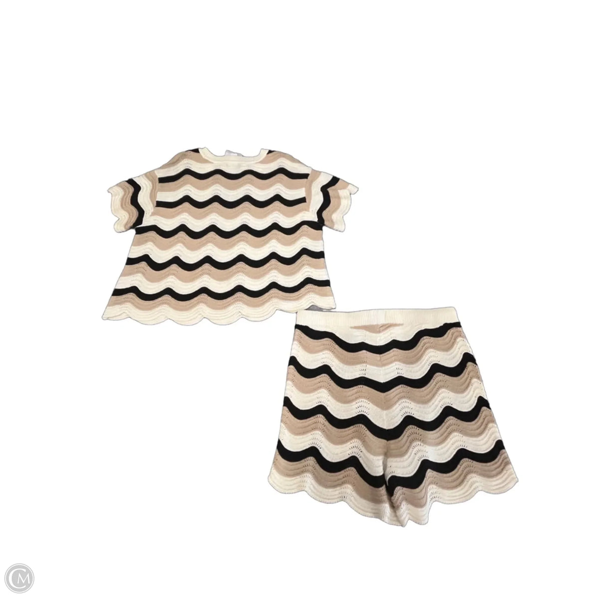 Shorts Set By Edited In Striped Pattern, Size: 1x