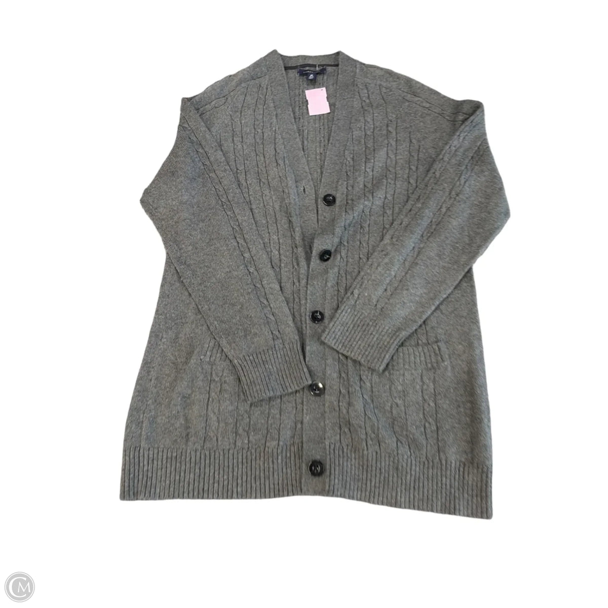 Sweater Cardigan By Lands End In Grey, Size: M
