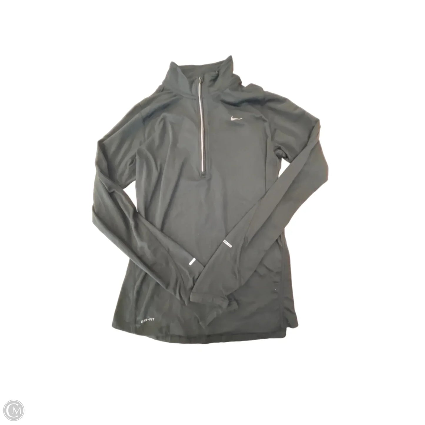 Athletic Top Long Sleeve Collar By Nike In Black, Size: S