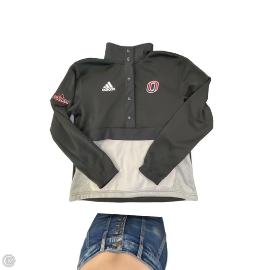 Jacket Fleece By Adidas In Black & Grey, Size: S