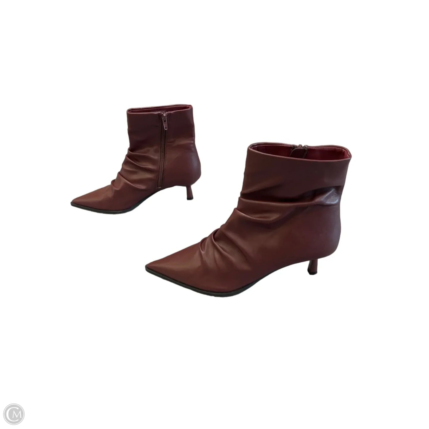 Boots Ankle Heels By Steve Madden In Maroon, Size: 9