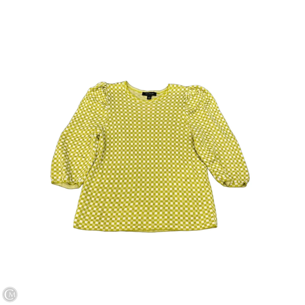 Top 3/4 Sleeve By Ann Taylor In Checkered Pattern, Size: S