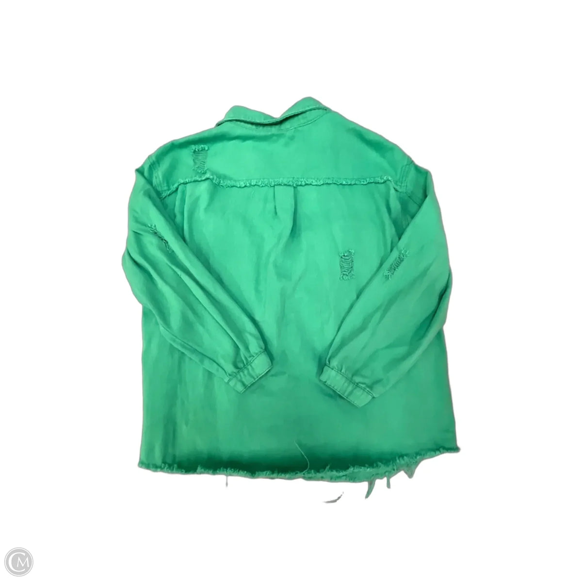 Jacket Denim By Clothes Mentor In Green, Size: 2x