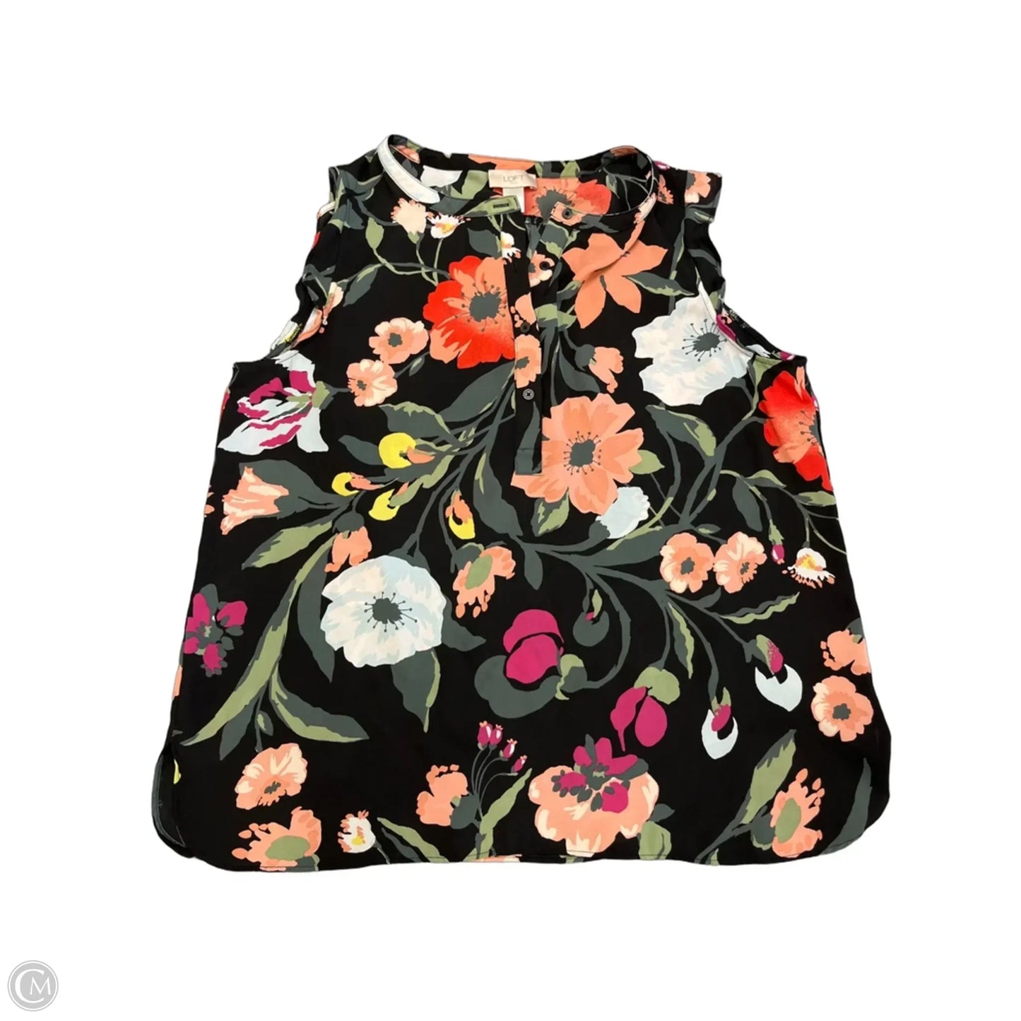 Blouse Short Sleeve By Loft In Floral Print, Size: L