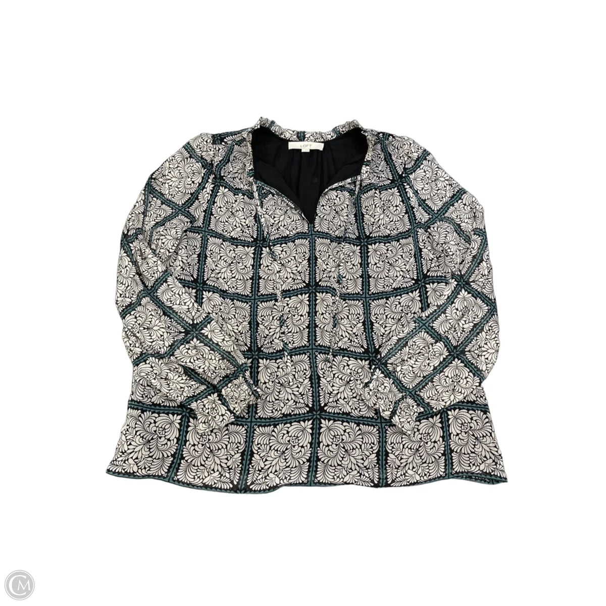 Blouse Long Sleeve By Loft In Grey, Size: L
