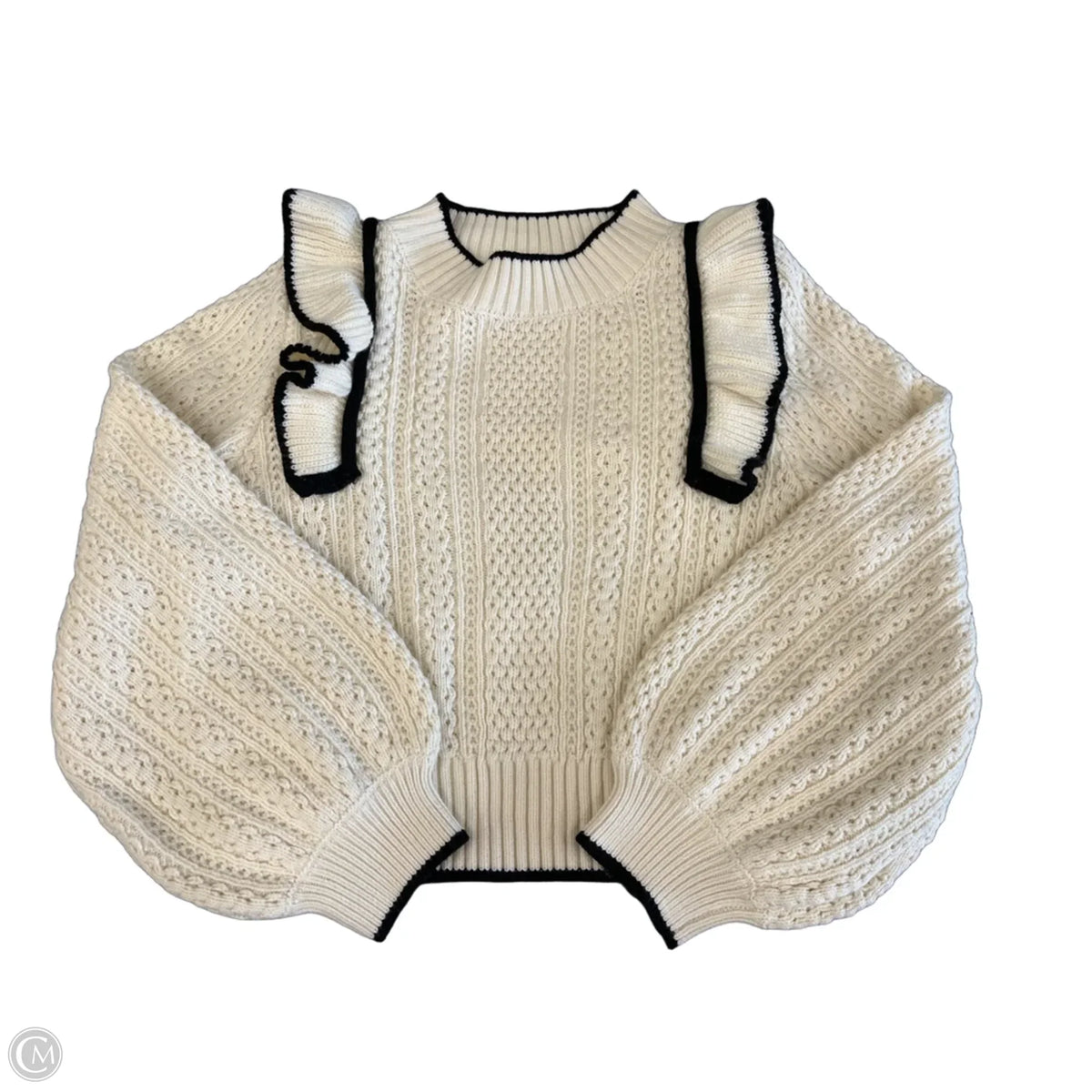 Sweater By Clothes Mentor In Cream, Size: L